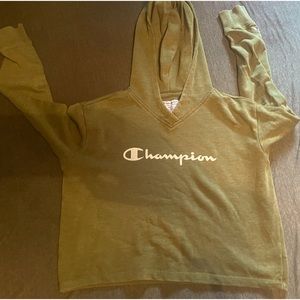Like New Women’s army green cropped style hooded sweatshirt with white logo